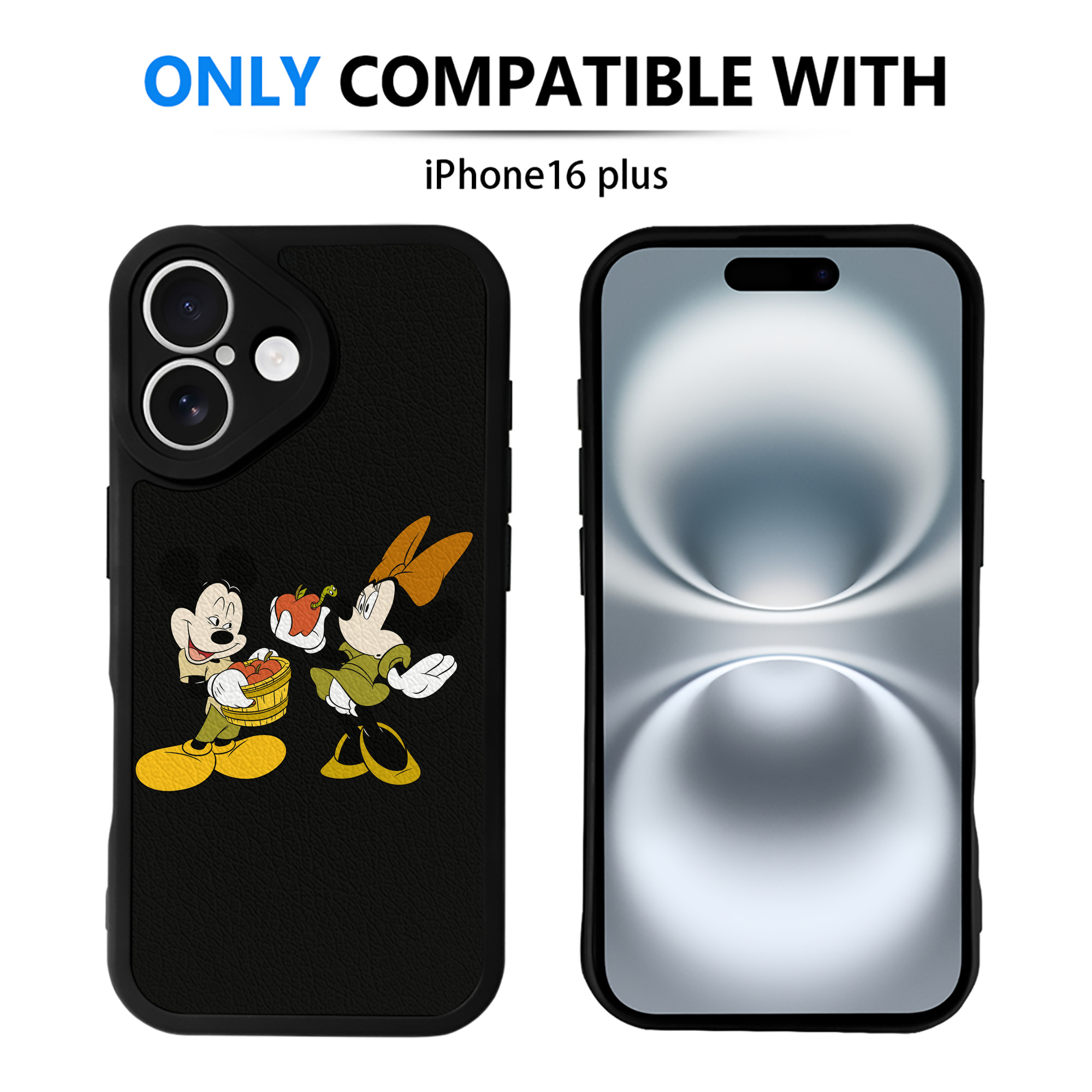 （画像用） ミッキーマウス Mickey Mouse 【iPhone 16シリーズ対応】シリコンスマホケース（レザー調） 材質：シリコン